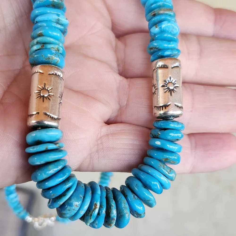 Sterling Silver Genuine Turquoise Necklace - Picture 10 of 17